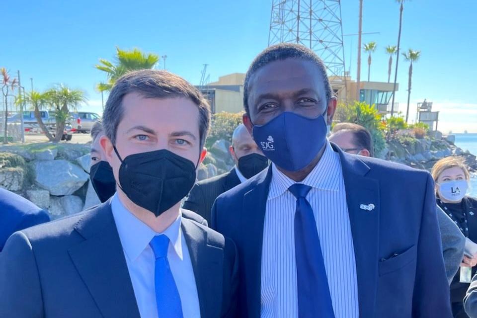 U.S. Department of Transportation Pete Buttigieg and SCAG Executive Director Kome Ajise tour Southern California ports