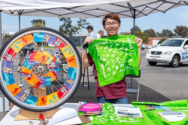 Volunteer at a booth