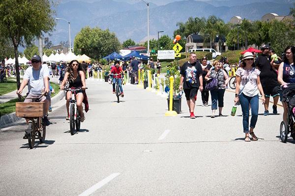 People riding bicycles