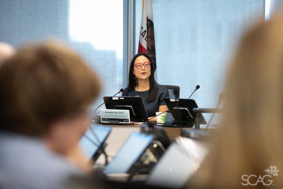 A panelist presents on demographic trends at the 2024 Southern California Demographic Workshop.