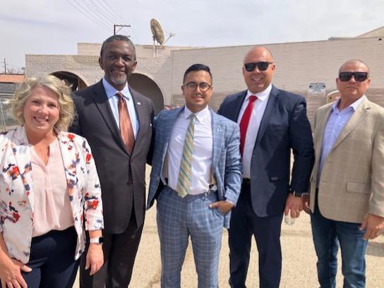  Caltrans District 11 Director Ann Fox, SCAG Executive Director Kome Ajise, SCAG Regional Council Member Gil Rebollar (Brawley), Calipatria City Council Member and New SCAG Transportation Committee Member Javier Amezcua (Calipatria) and Brawley City Councilmember JJ Galvan celebrating the groundbreaking. 