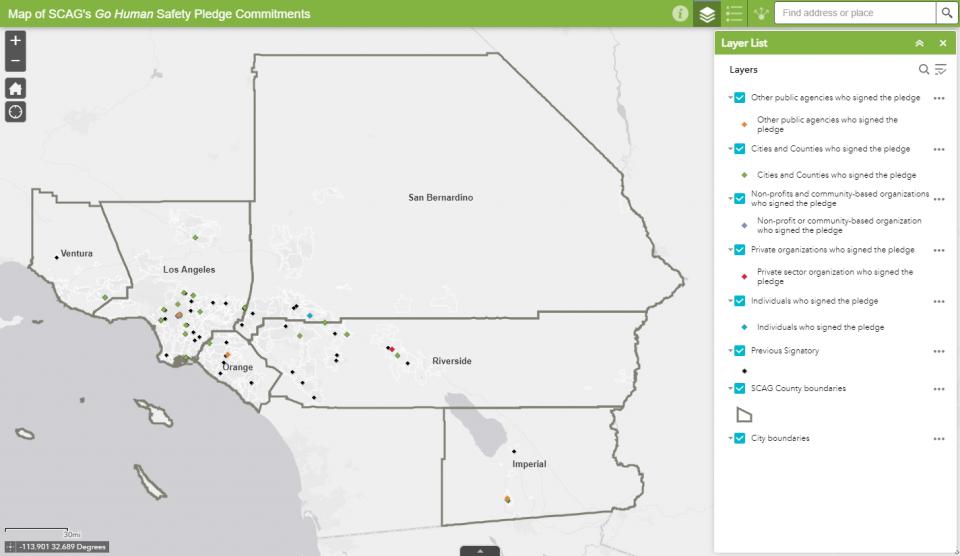 SCAG Safety Pledge Map Screenshot